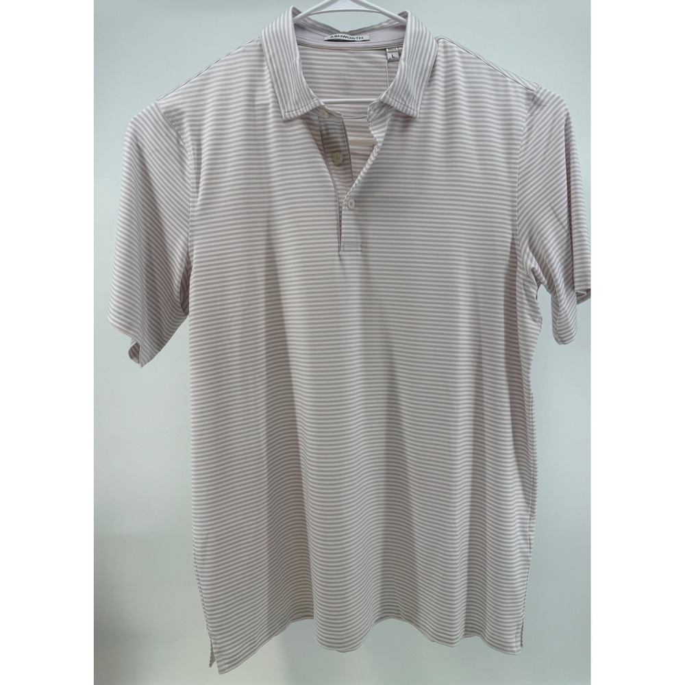 NWT Ashworth Performance Golf Polo Shirt Mens L Lavender White Striped AM1111